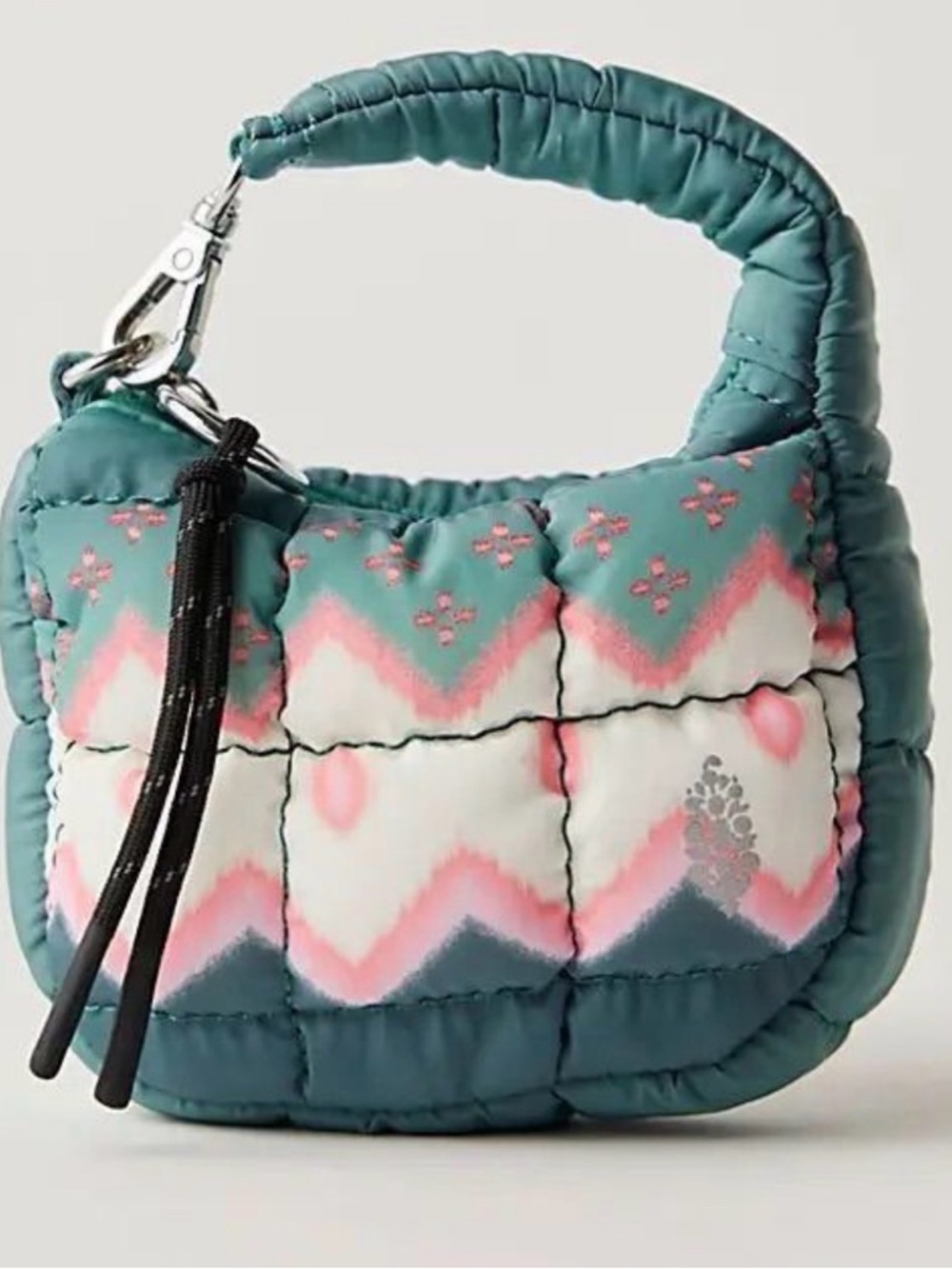 Free People Teal, Pink and White Quilted Micro pouch